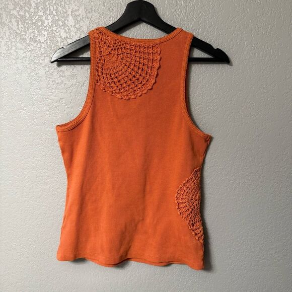 Anthropologie Orange Tank Top with Crochet Detail size Medium - Picture 4 of 4